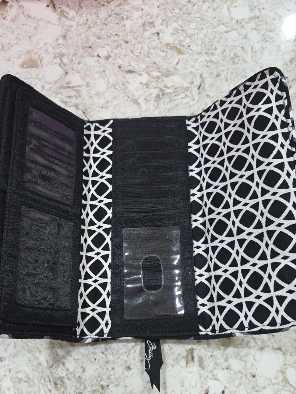 Vera Bradley Black and White Quilted Pattern Wallet - Picture 3 of 5